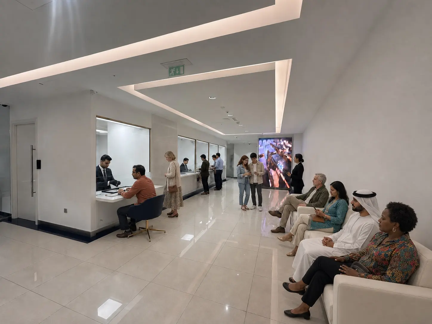 Diverse international clients at Tashi Palbar service counters